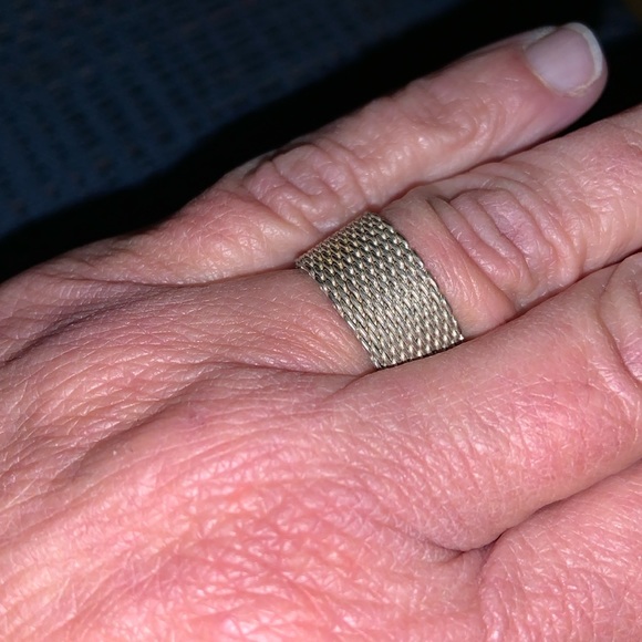 Somerset style mesh ring sterling size 6 woven chain links - Picture 1 of 5